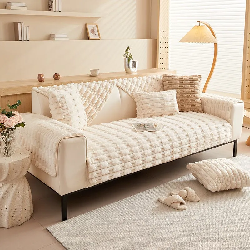 Housse de Canapé EasyCover Fausse Fourrure Épaisse