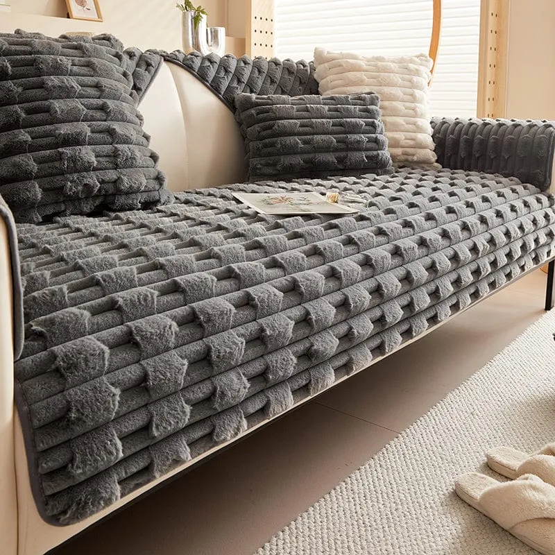 Housse de Canapé EasyCover Fausse Fourrure Épaisse