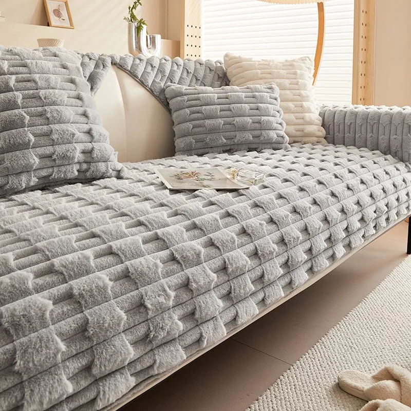 Housse de Canapé EasyCover Fausse Fourrure Épaisse
