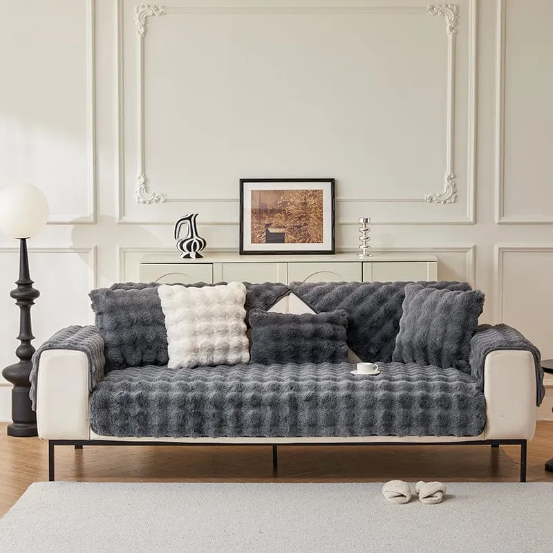 Housse de Canapé EasyCover Fausse Fourrure Molletonnée