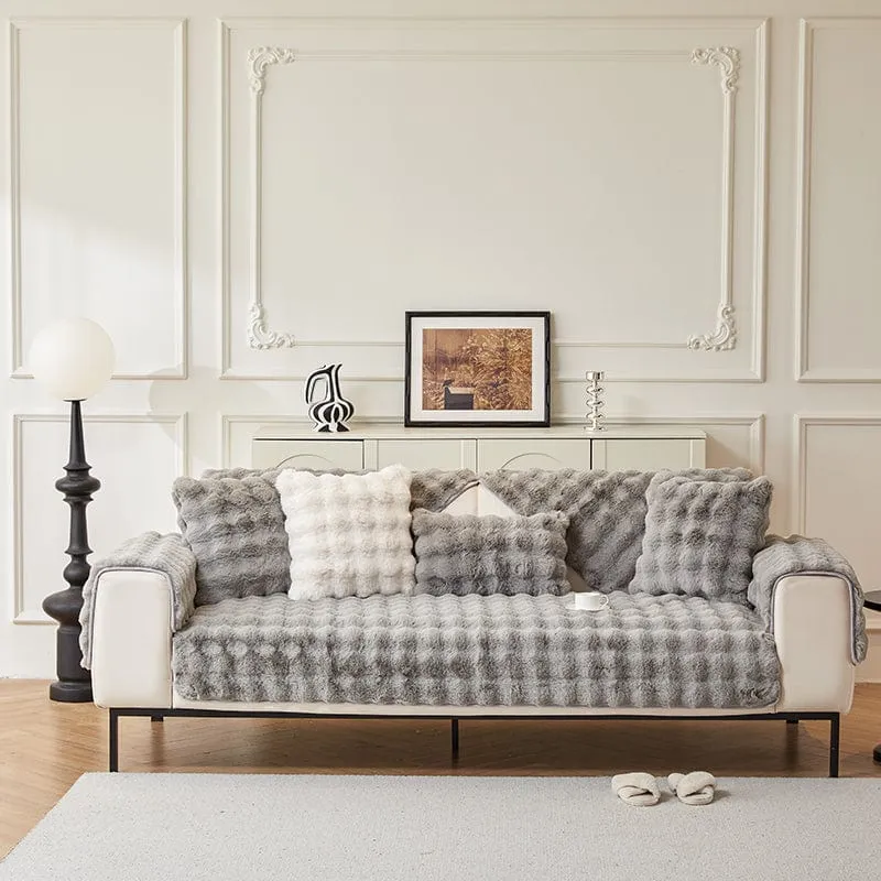 Housse de Canapé EasyCover Fausse Fourrure Molletonnée