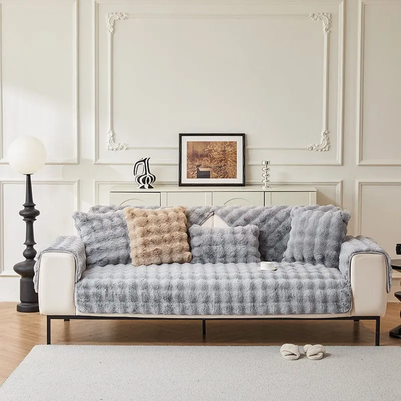 Housse de Canapé EasyCover Fausse Fourrure Molletonnée