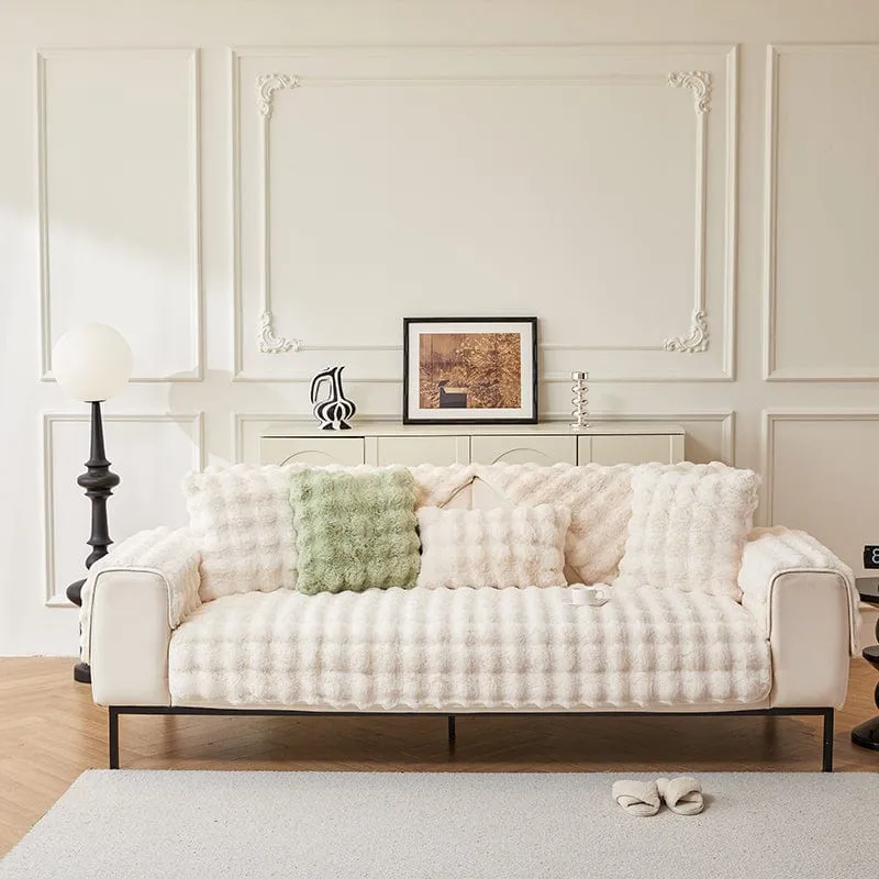 Housse de Canapé EasyCover Fausse Fourrure Molletonnée