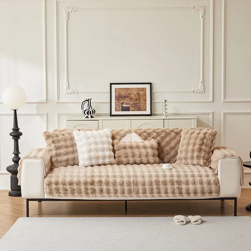 Housse de Canapé EasyCover Fausse Fourrure Molletonnée