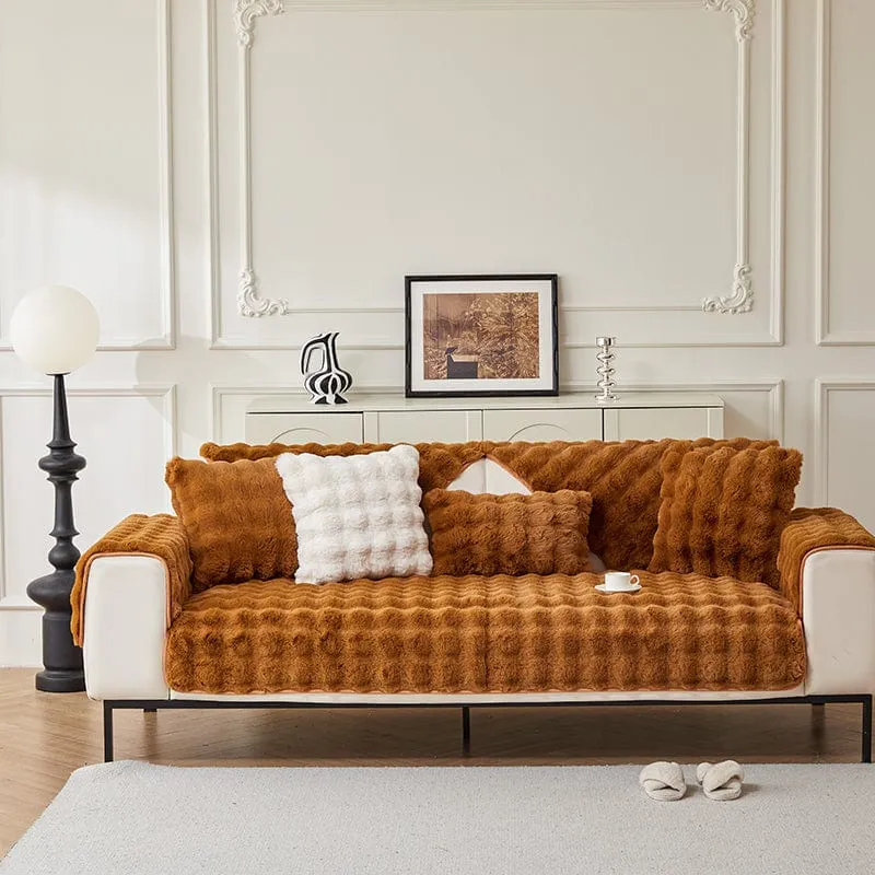 Housse de Canapé EasyCover Fausse Fourrure Molletonnée