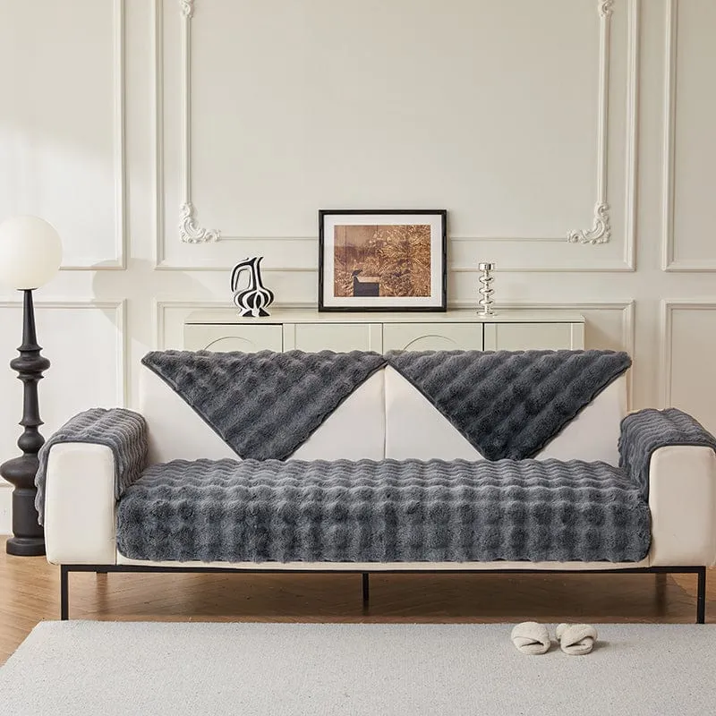 Housse de Canapé EasyCover Fausse Fourrure Molletonnée