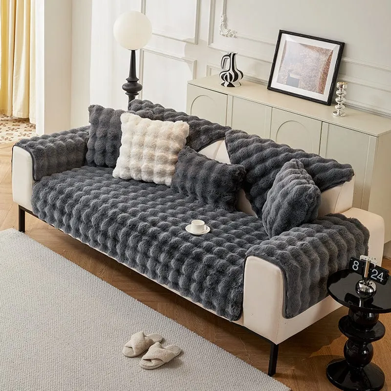 Housse de Canapé EasyCover Fausse Fourrure Molletonnée