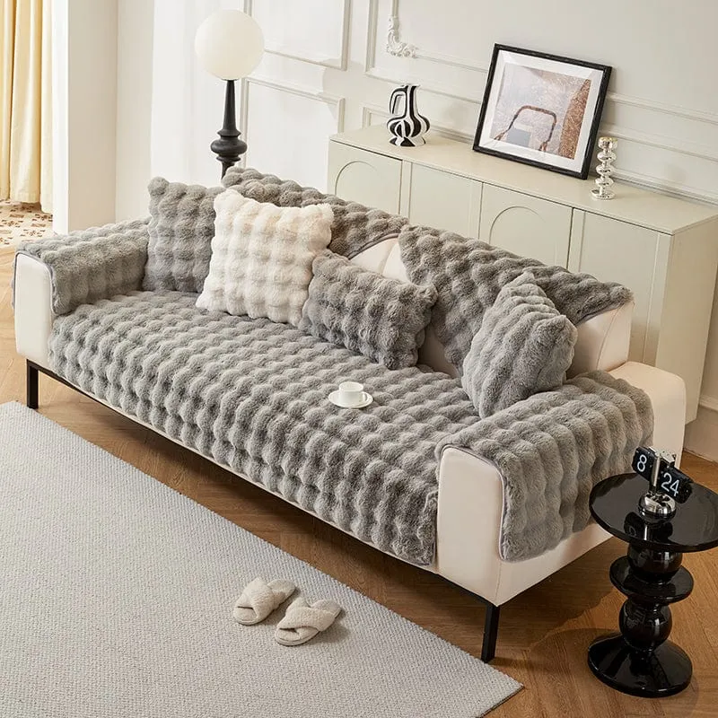 Housse de Canapé EasyCover Fausse Fourrure Molletonnée