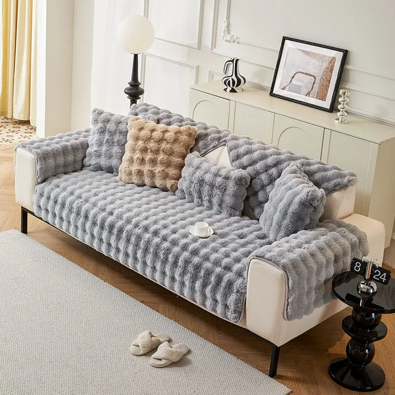 Housse de Canapé EasyCover Fausse Fourrure Molletonnée