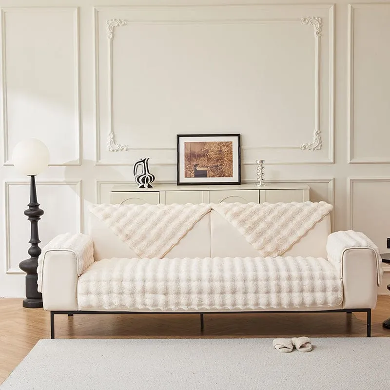 Housse de Canapé EasyCover Fausse Fourrure Molletonnée