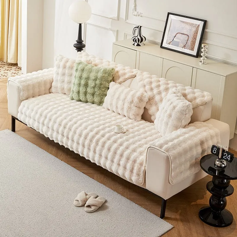 Housse de Canapé EasyCover Fausse Fourrure Molletonnée