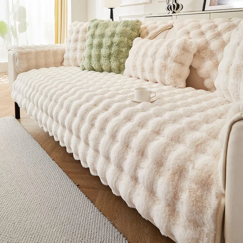 Housse de Canapé EasyCover Fausse Fourrure Molletonnée