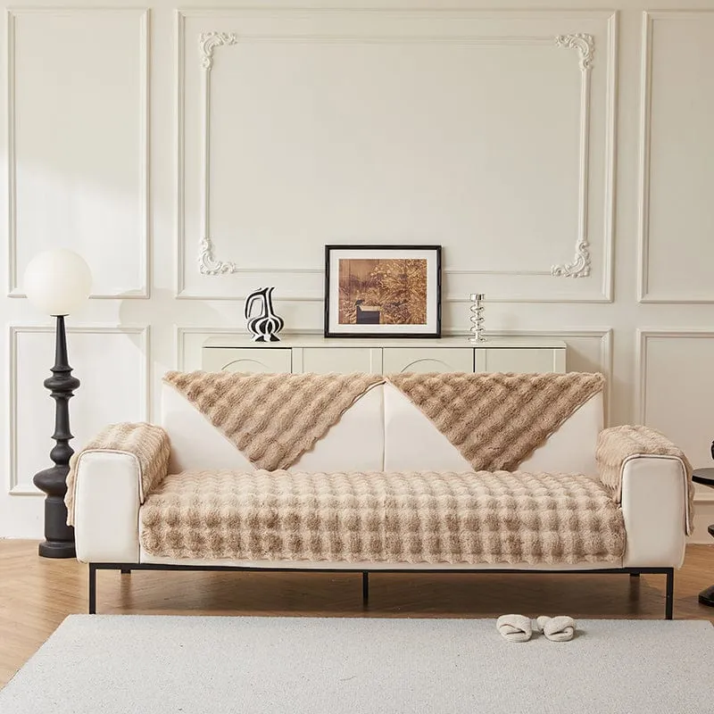 Housse de Canapé EasyCover Fausse Fourrure Molletonnée