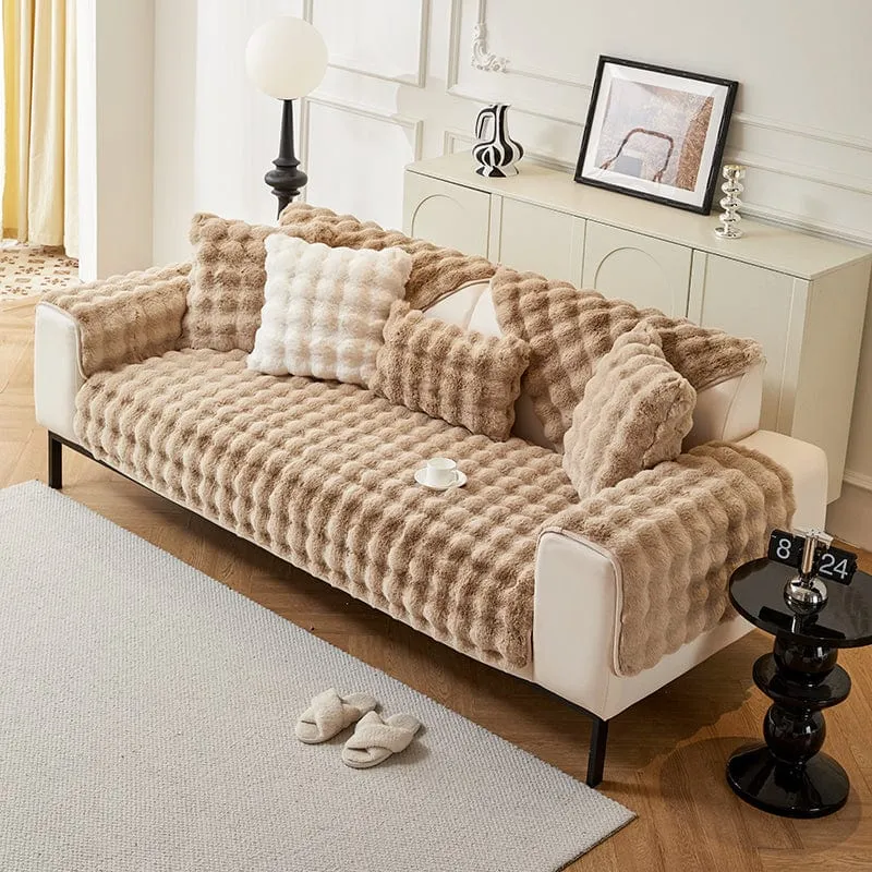 Housse de Canapé EasyCover Fausse Fourrure Molletonnée