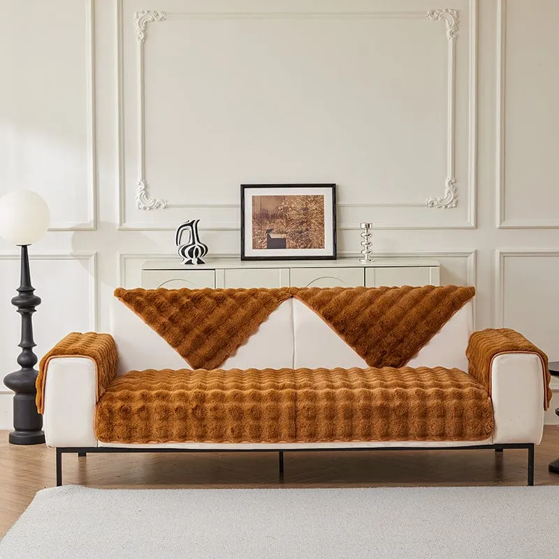 Housse de Canapé EasyCover Fausse Fourrure Molletonnée