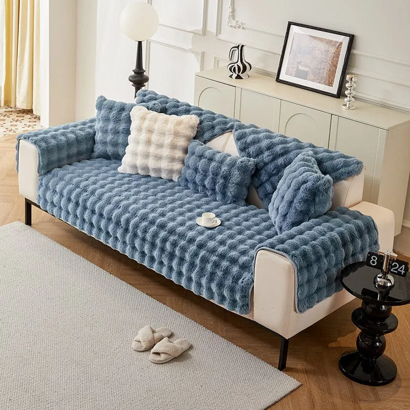 Housse de Canapé EasyCover Fausse Fourrure Molletonnée