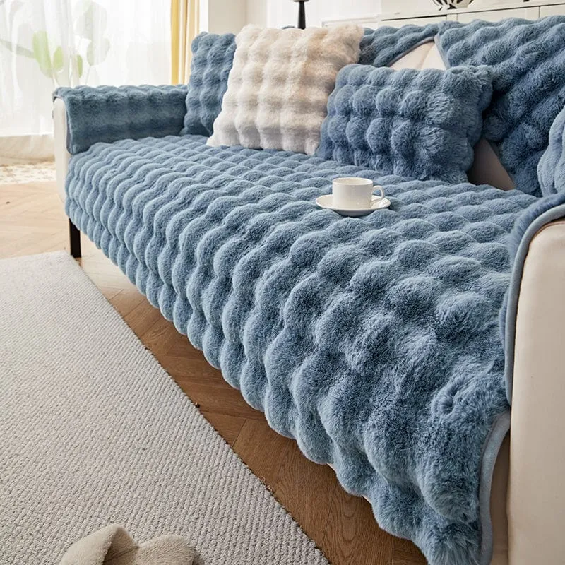 Housse de Canapé EasyCover Fausse Fourrure Molletonnée
