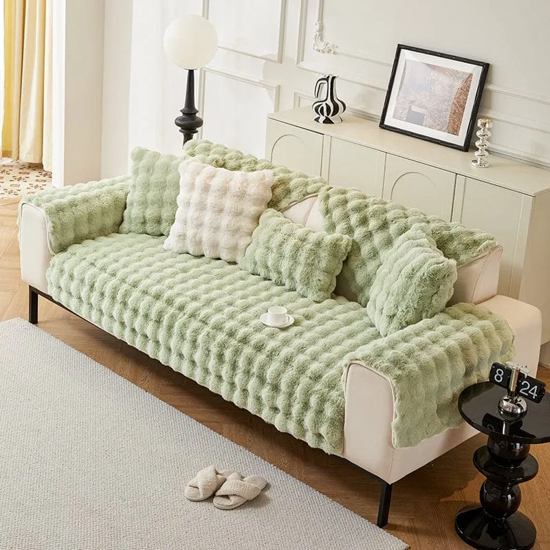 Housse de Canapé EasyCover Fausse Fourrure Molletonnée