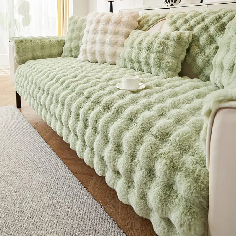 Housse de Canapé EasyCover Fausse Fourrure Molletonnée