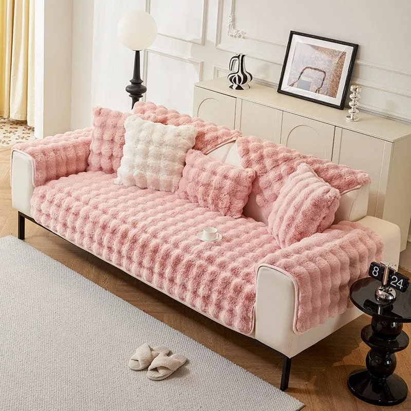 Housse de Canapé EasyCover Fausse Fourrure Molletonnée