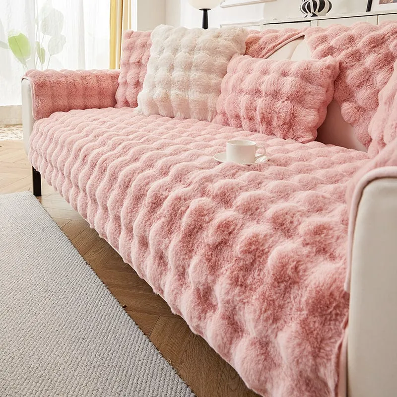 Housse de Canapé EasyCover Fausse Fourrure Molletonnée
