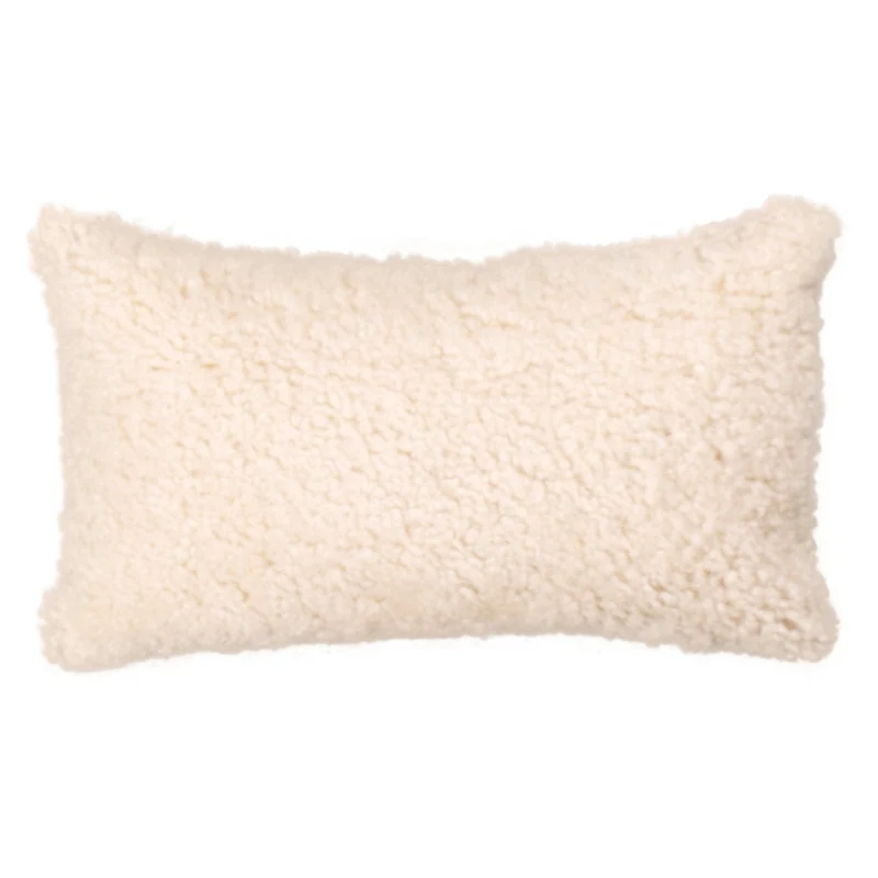 Housse de coussin en toison bouclée clair de lune