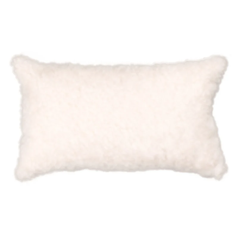 Housse de coussin en toison bouclée blanche