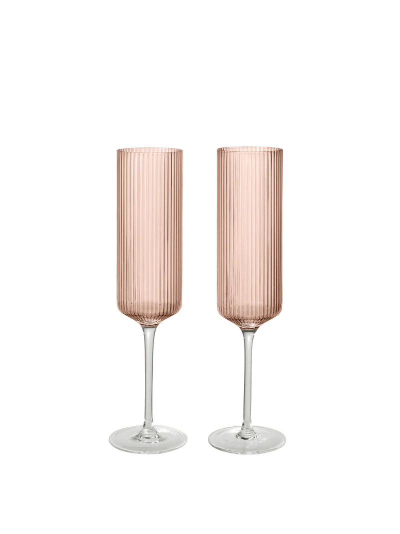 Ripple Champagne Flutes - Set of 2 - Blush