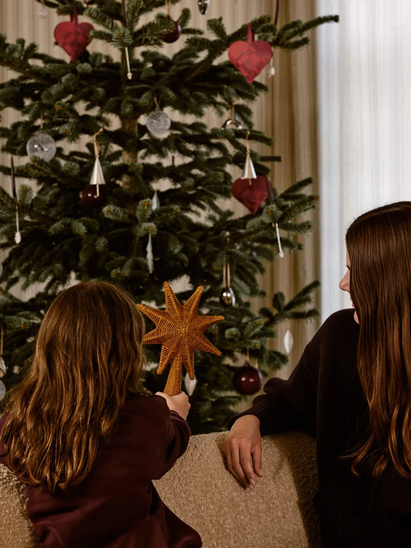 Rattan Christmas Tree Top Star - Natural