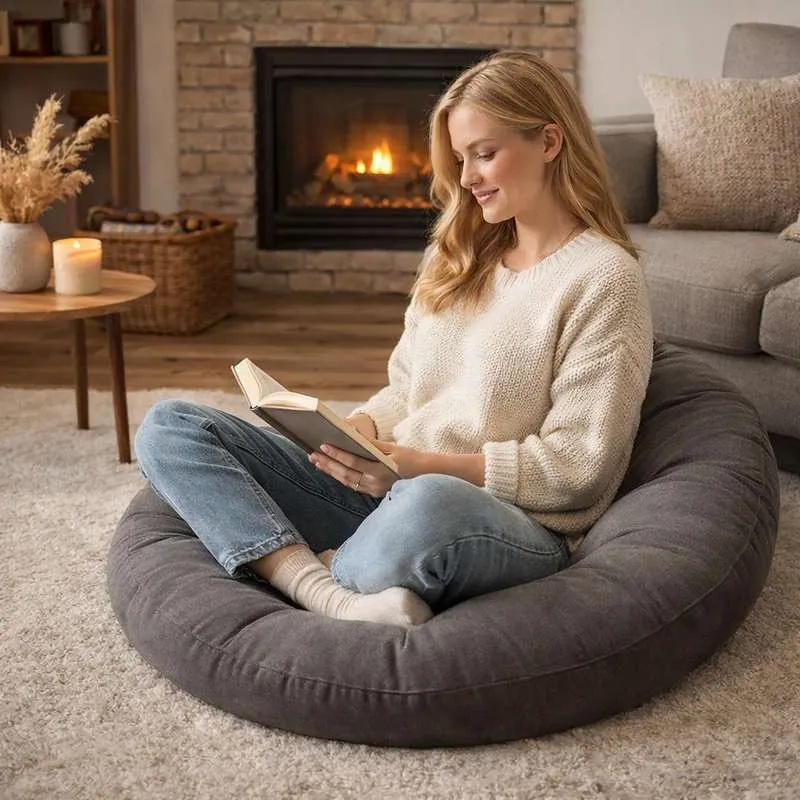 Coussin de Sol Rond gris