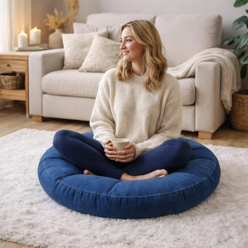 Coussin de Sol Rond bleu