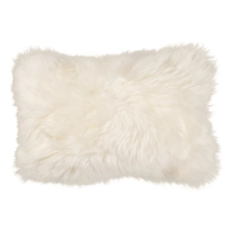 Housse de coussin en peau lainée de Nouvelle-Zélande blanc