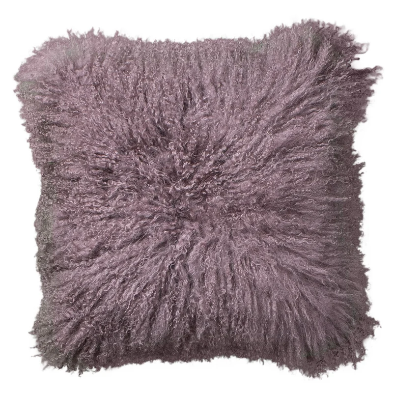 Housse de coussin en fourrure de mouton tibétain violet vintage