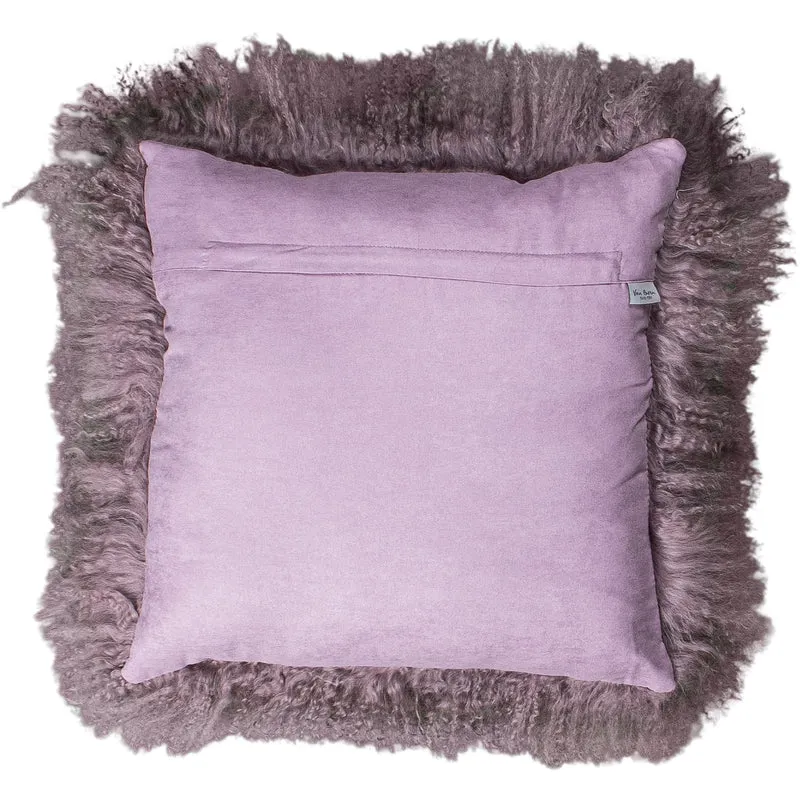 Housse de coussin en fourrure de mouton tibétain violet vintage