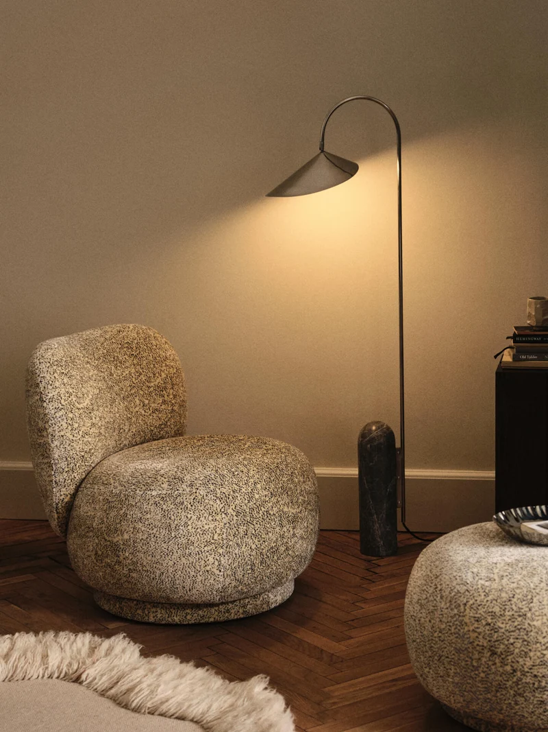 Rico Piccolo Lounge Chair - Poppy Velvet - Butter/Black