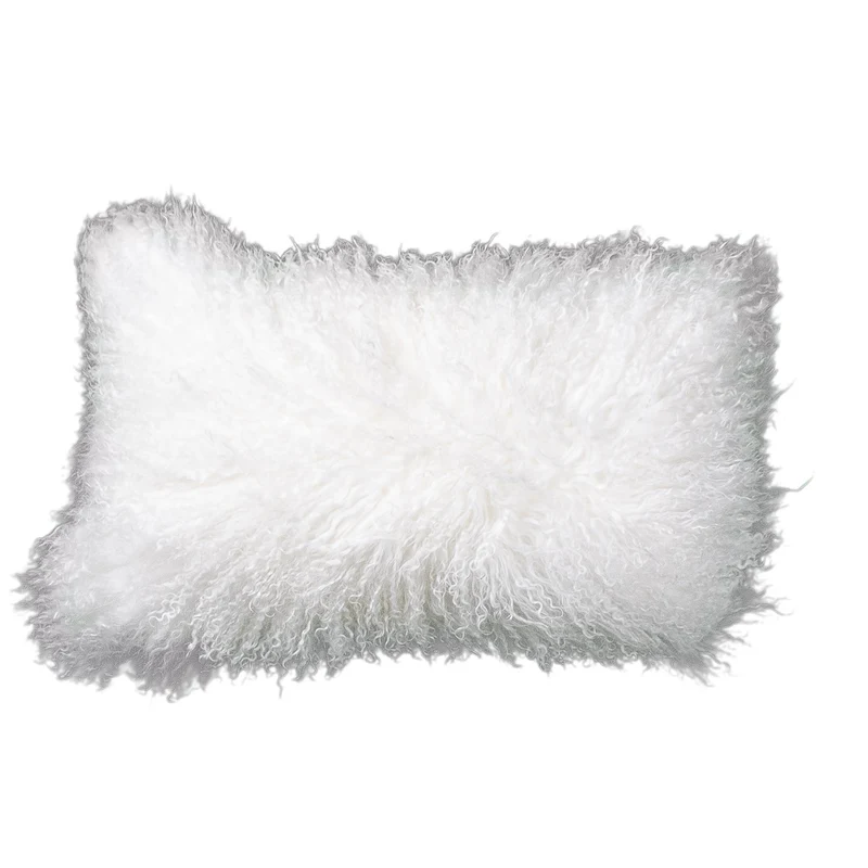 Coussin peau de mouton du Tibet blanc