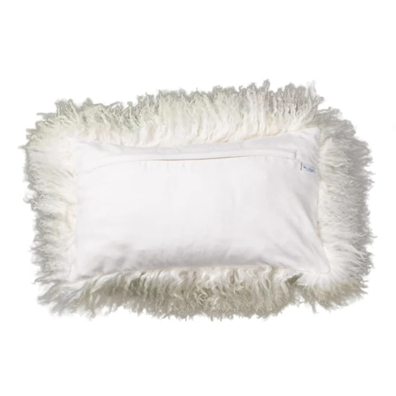 Coussin peau de mouton du Tibet blanc cassé
