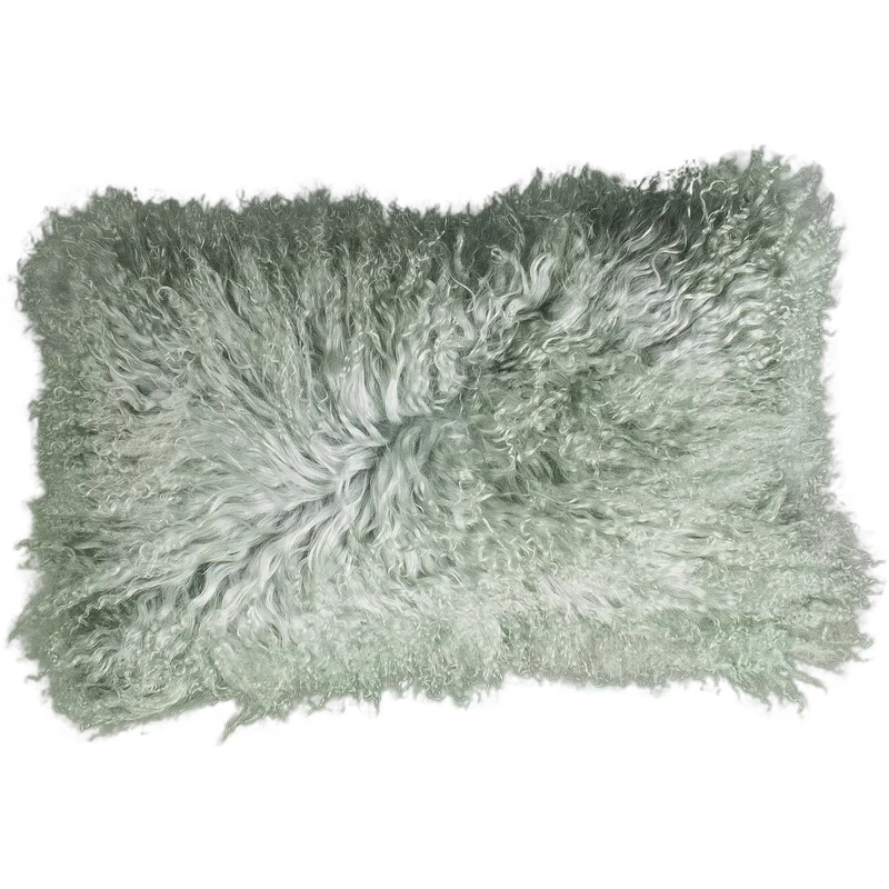Coussin peau de mouton du Tibet menthe