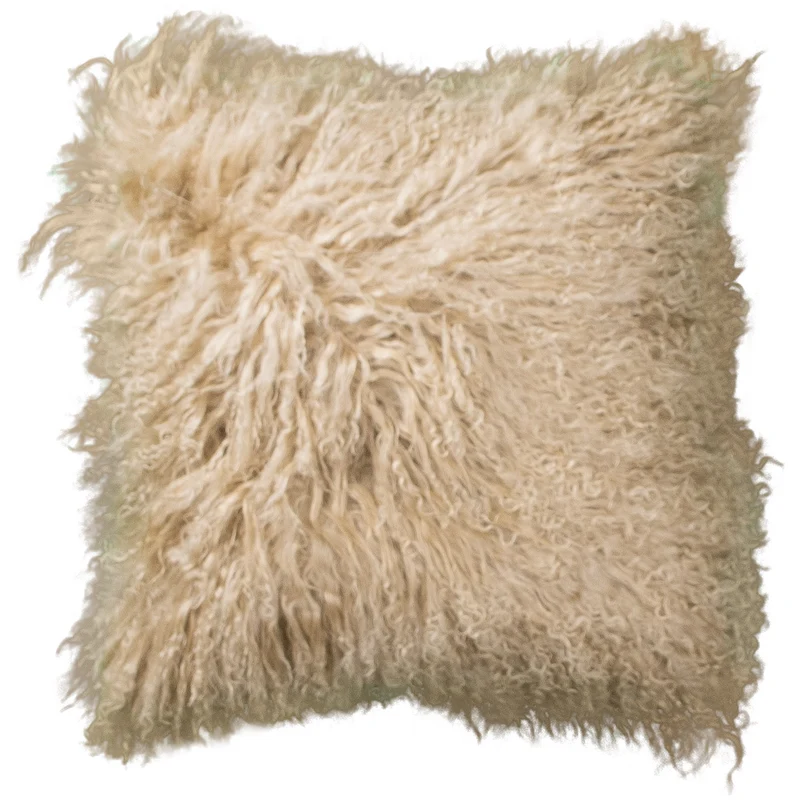 Coussin peau de mouton du Tibet chameau