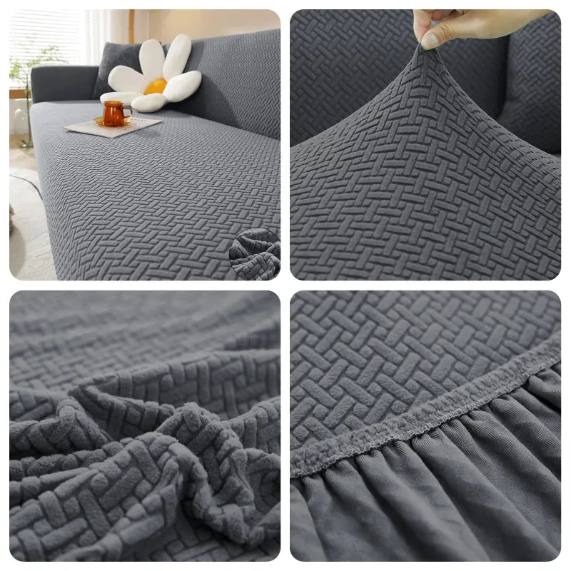 Housse De Canapé Jacquard Gris Anthracite