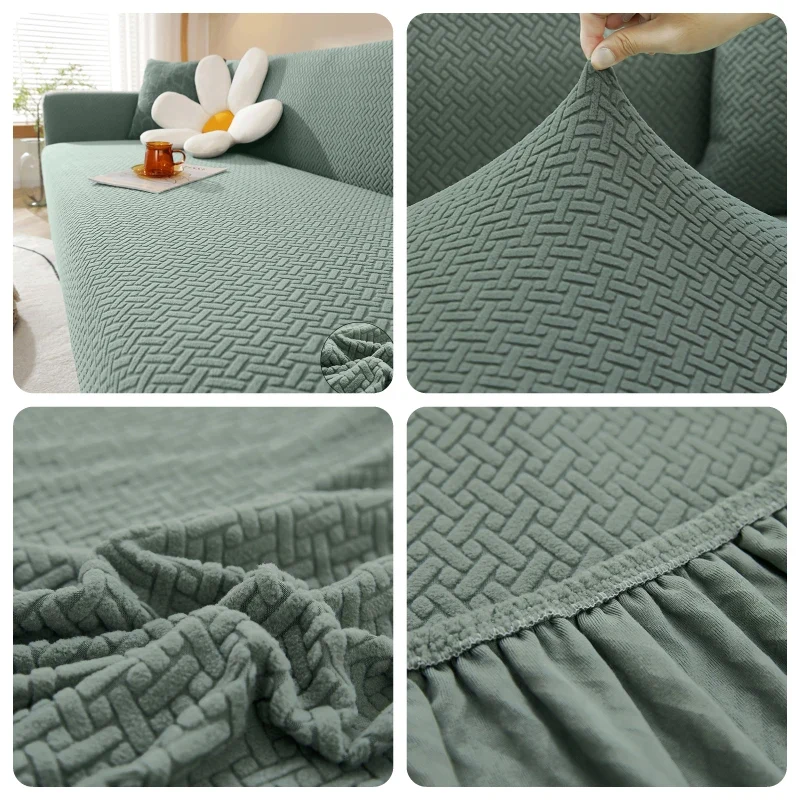 Housse De Canapé Jacquard Vert Amande
