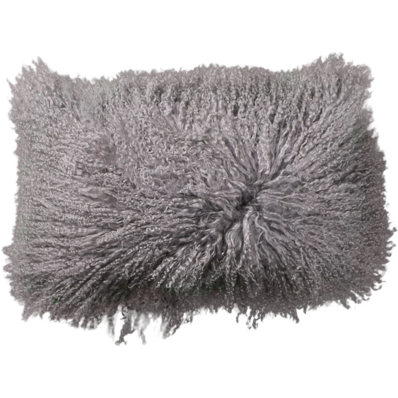 Housse de coussin en fourrure de mouton tibétain taupe
