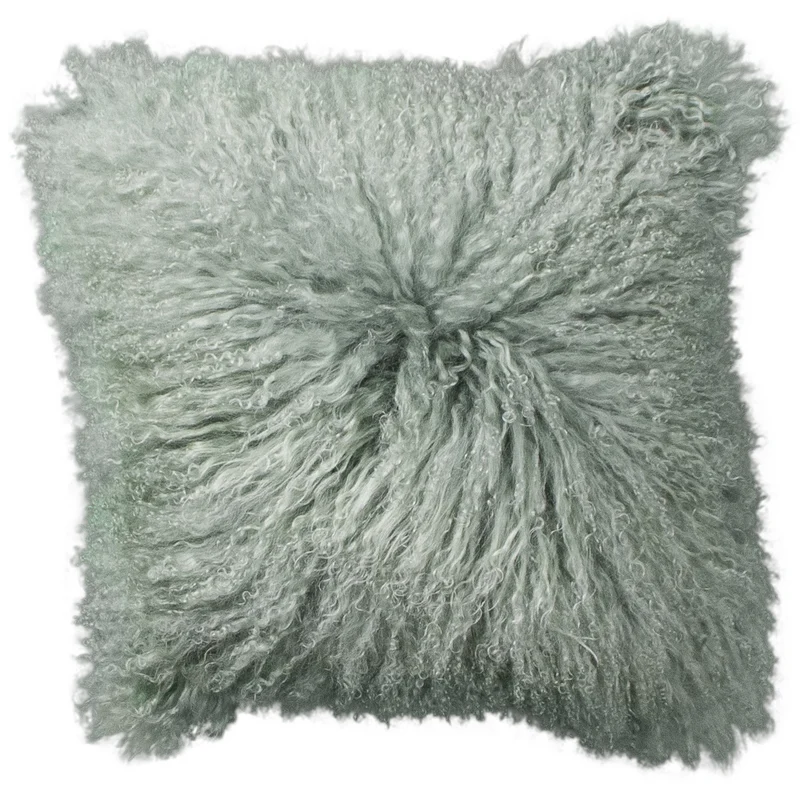 Housse de coussin en fourrure de mouton tibétain menthe