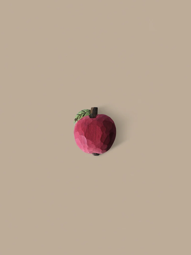 Apple Hand-carved Hook - Poppy Red