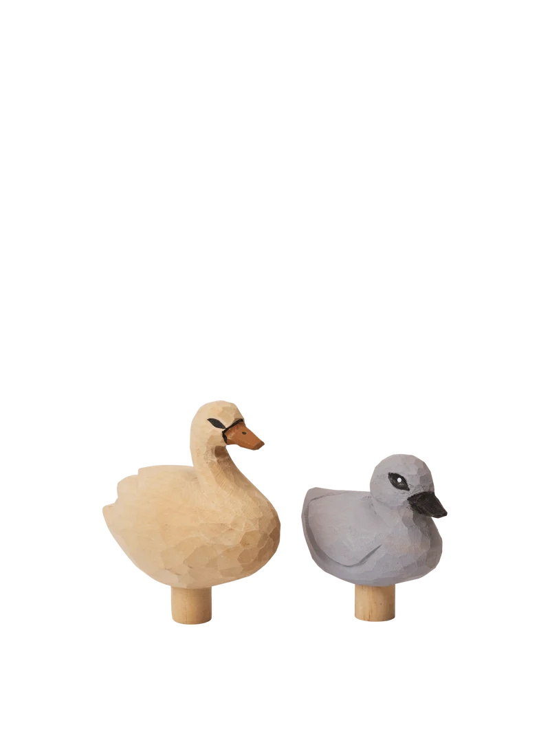 Loopi Figurines - Swan and Duckling - Set of 2 - Multi