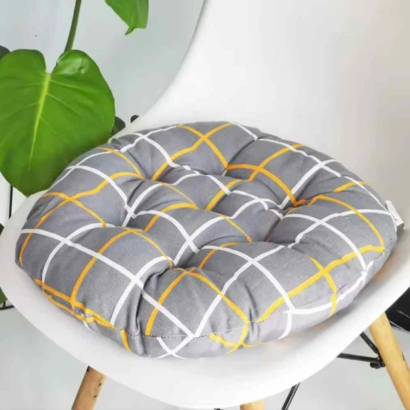 Coussin de Chaise Rond gris & jaune