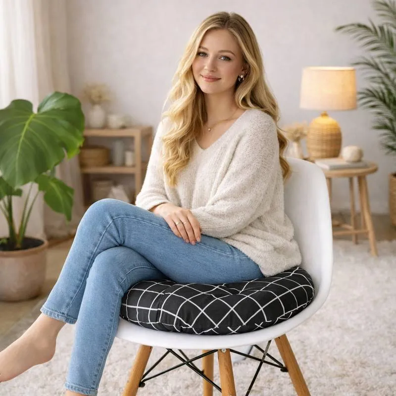 Coussin de Chaise Rond noir