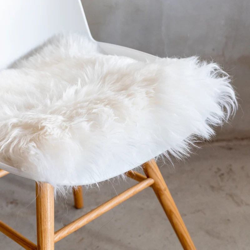 Coussin de chaise peau de mouton Texel blanc