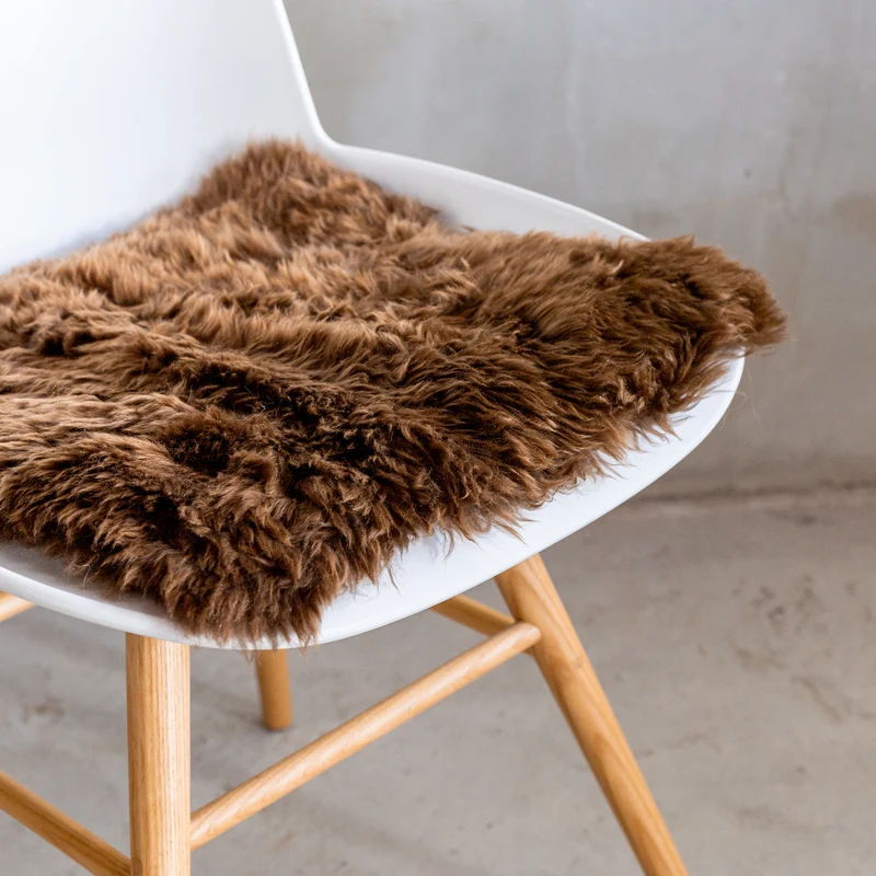 Coussin de chaise peau de mouton Texel marron