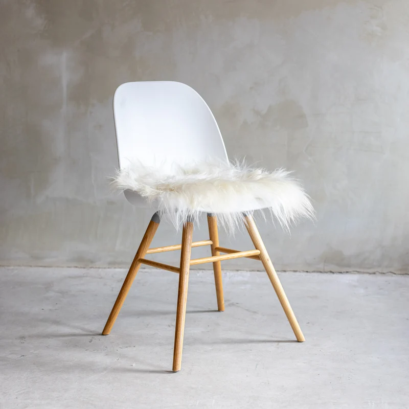 Coussin de chaise peau de mouton islandaise blanc
